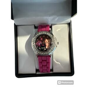 NEW in Box Justin Bieber "He loves me" Pink Silver Toned Wristwatch w JB1218